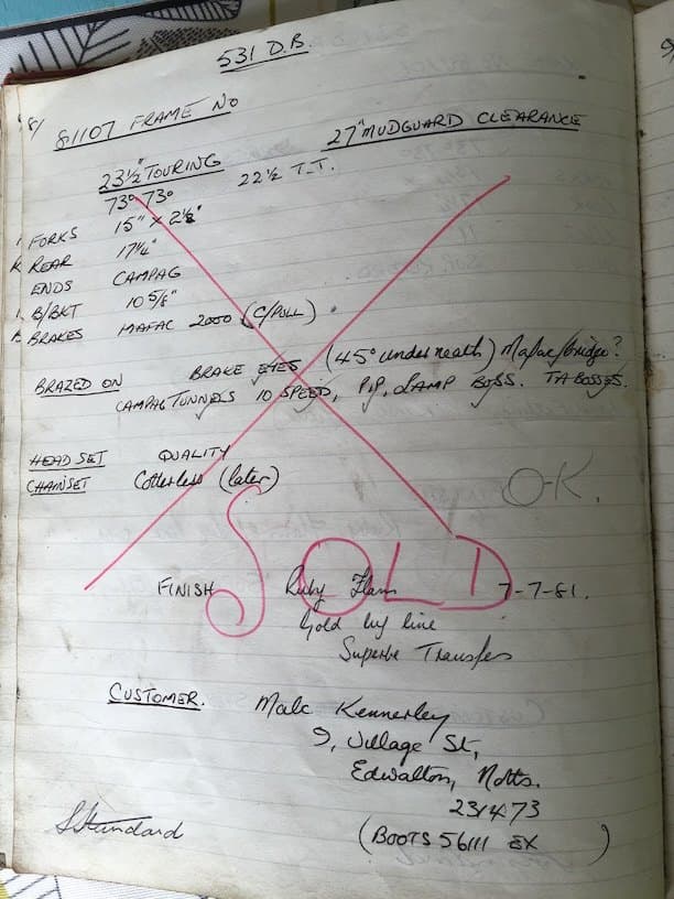 Ledger page for frame 81107