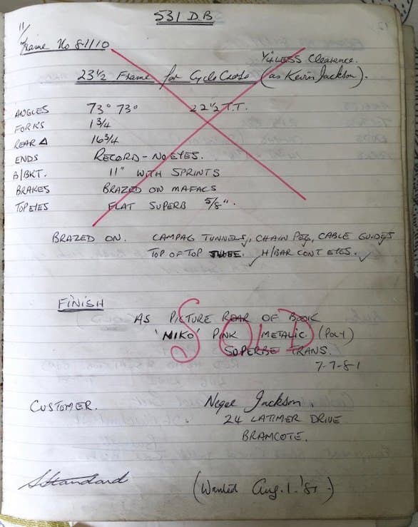 Workshop sheet for Superbe frame 81110