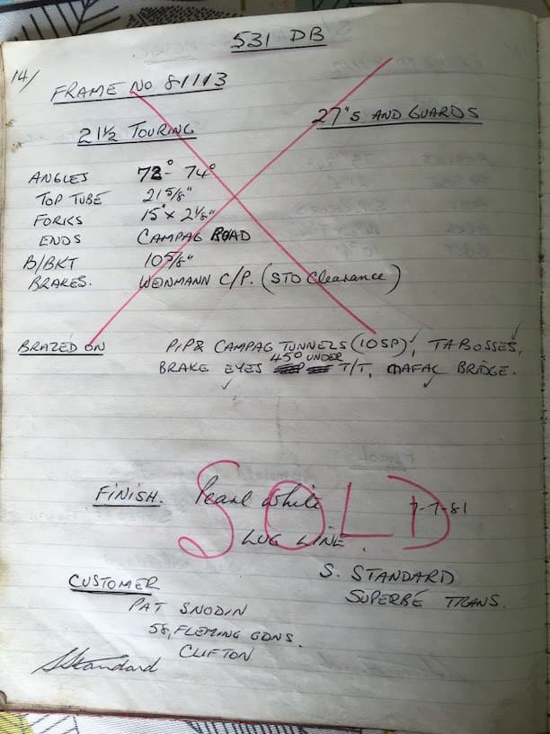 Ledger page for frame 81113