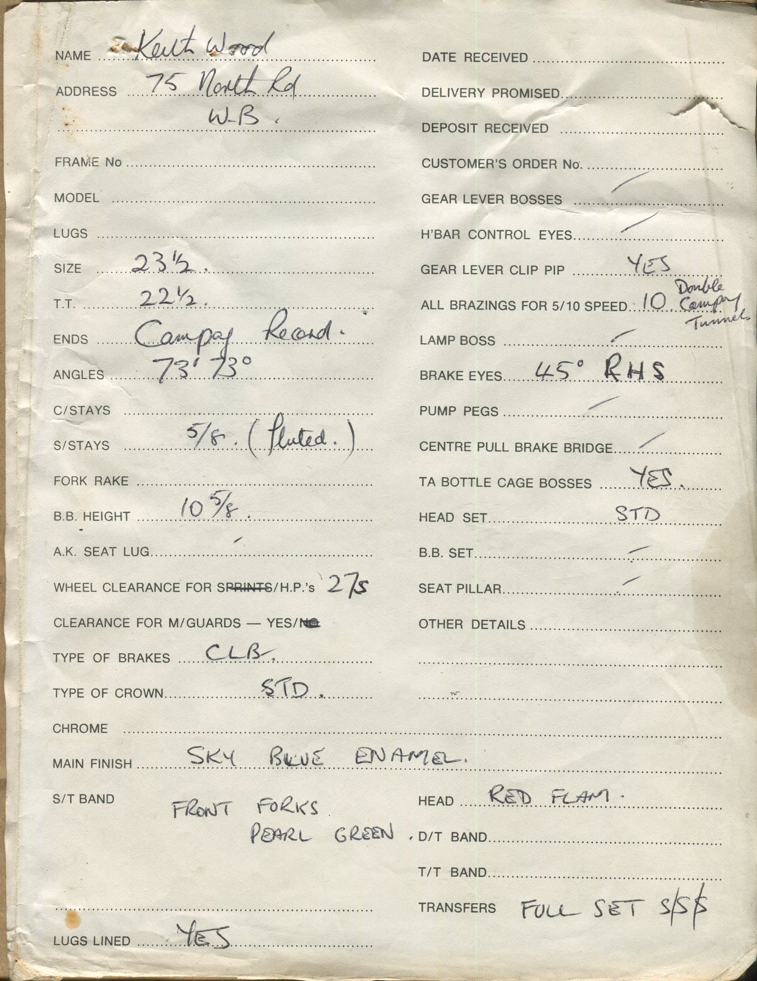 Workshop sheet for Superbe frame 81114