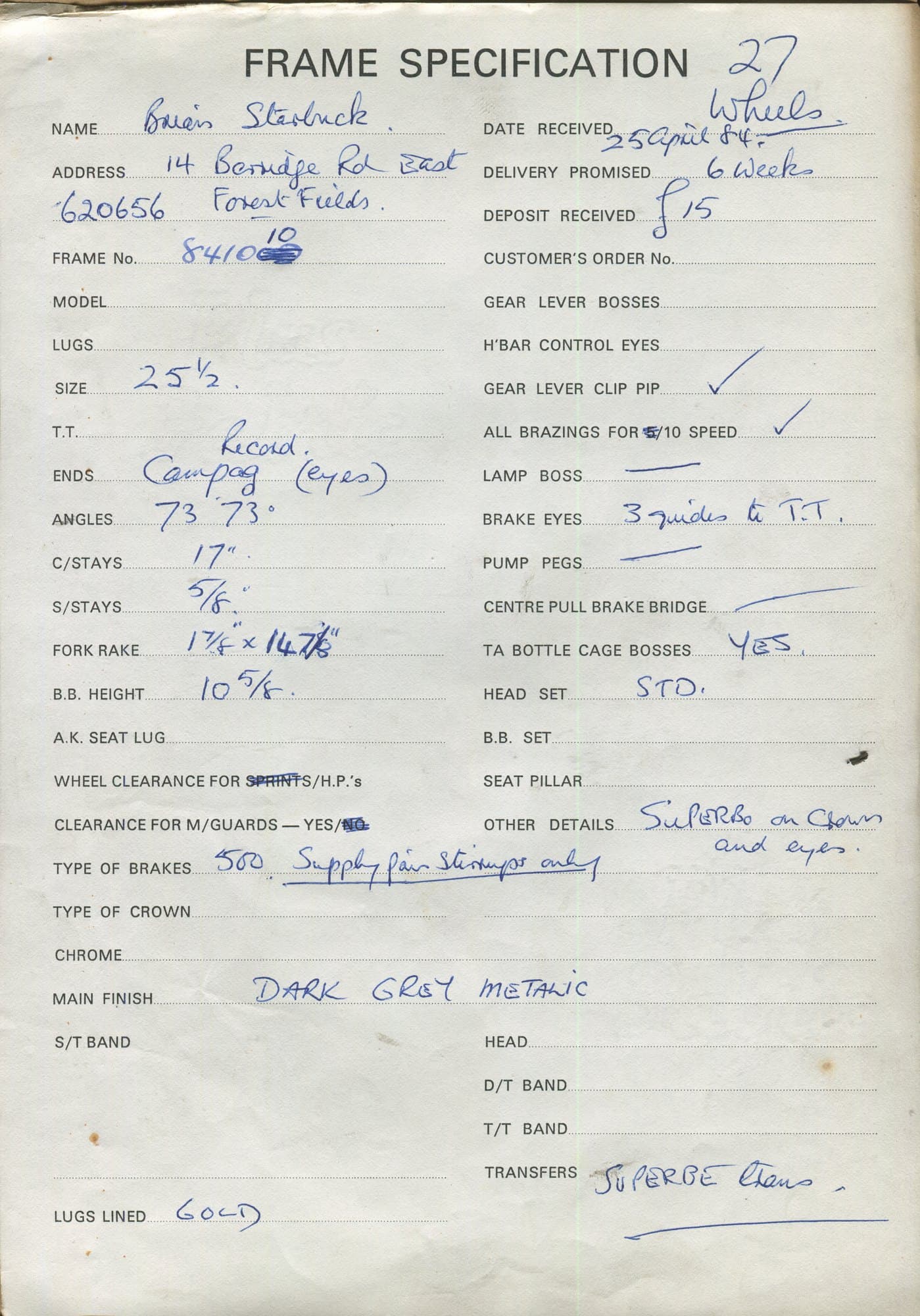 Ledger page for frame 841010