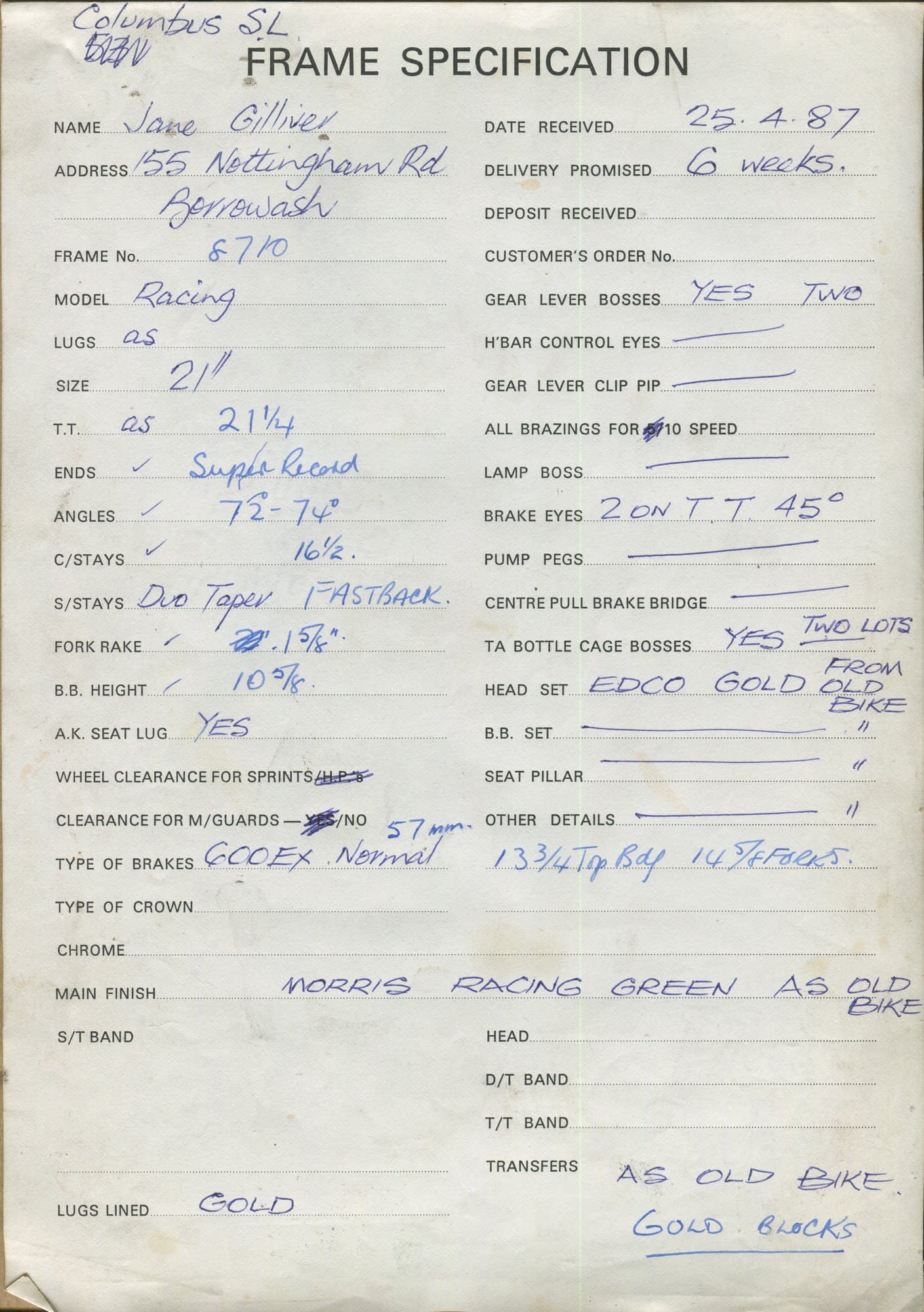 Ledger page for frame 8710