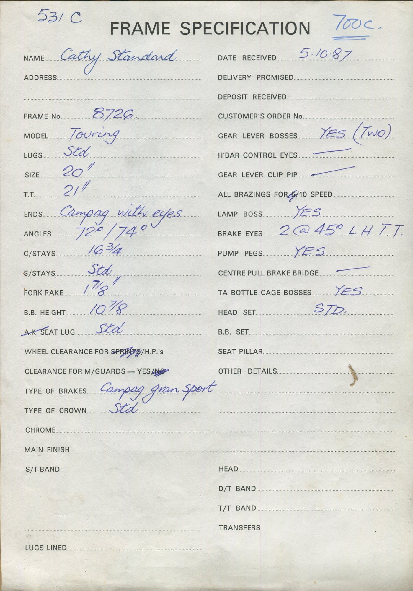 Ledger page for frame 8726