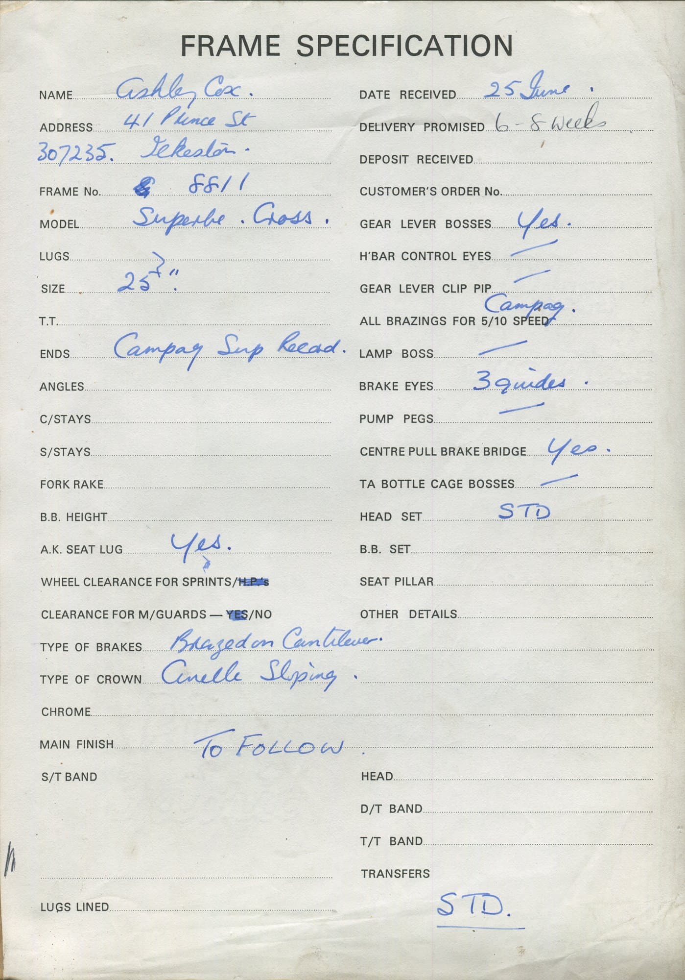 Ledger page for frame 8811