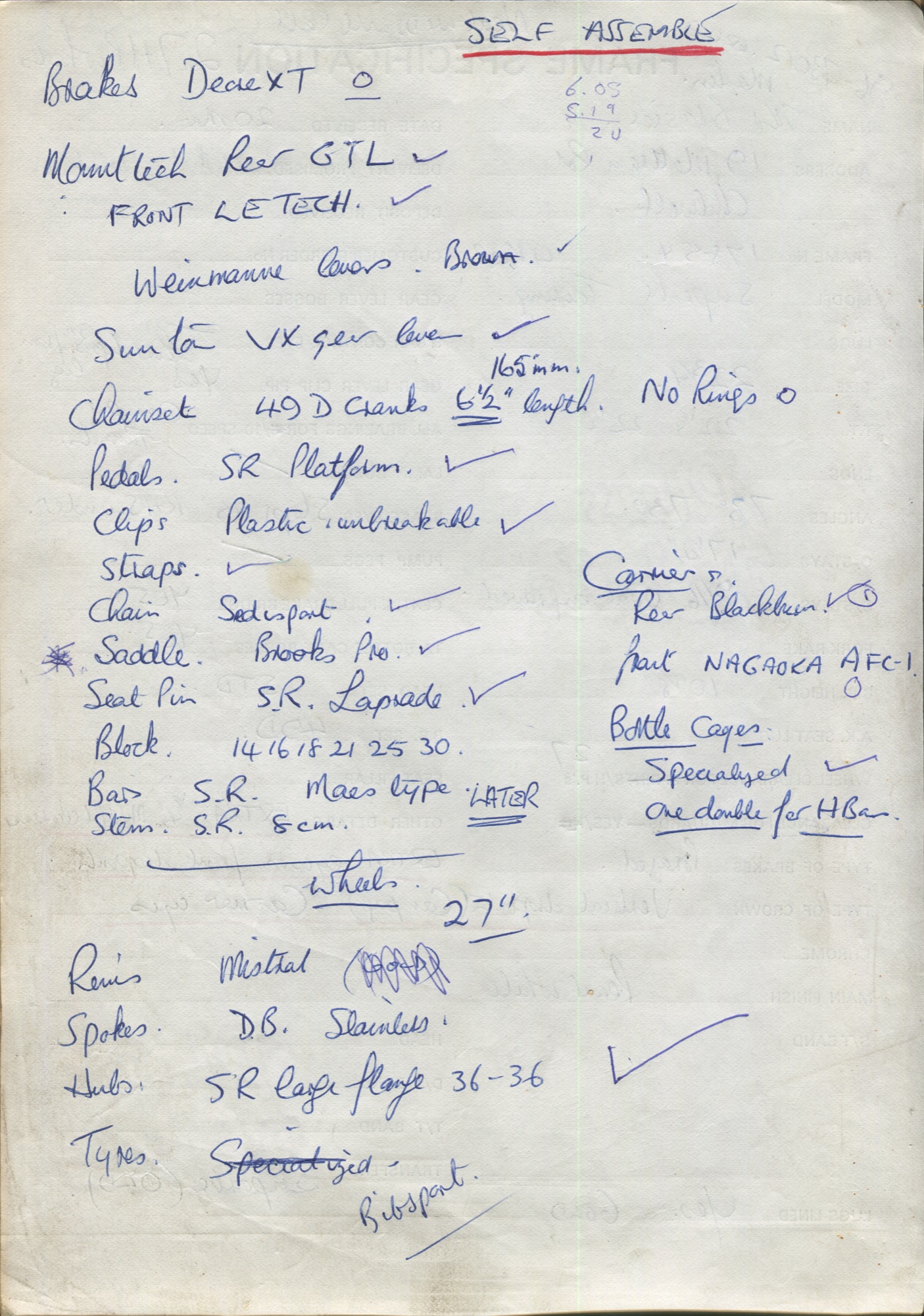 Page filed with worksheet 17854