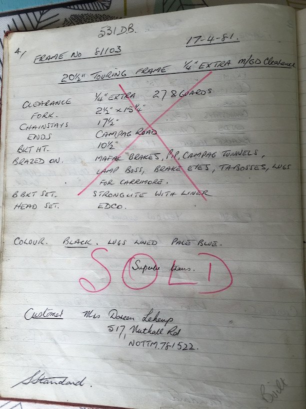 The page in the bound ledger recording frame 81103