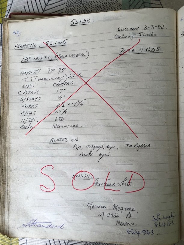 The page in the bound ledger recording frame 82105