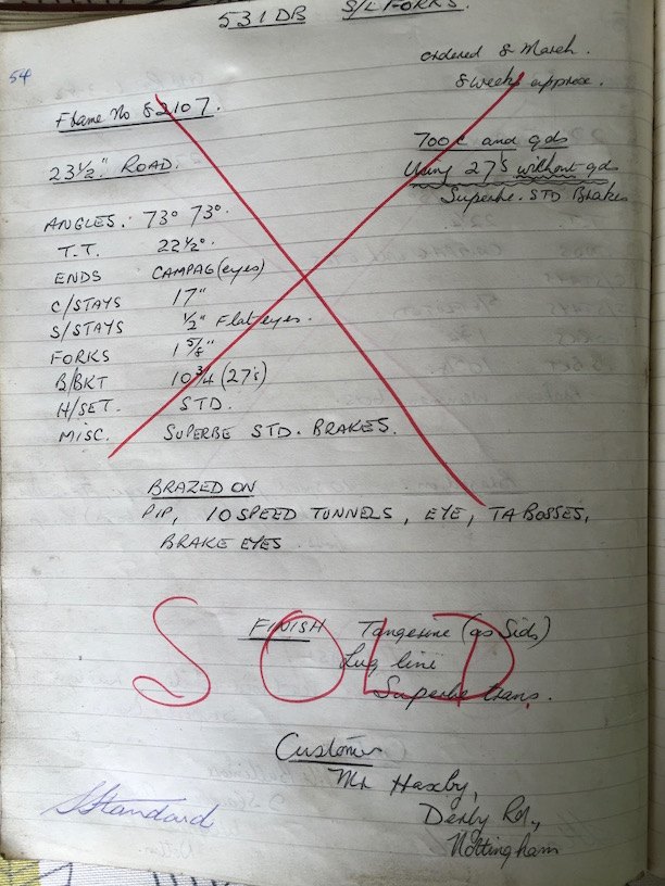 The page in the bound ledger recording frame 82107